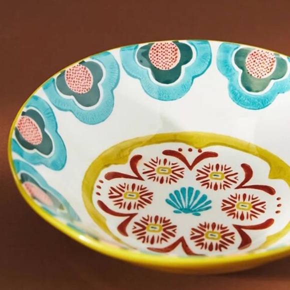Anthropologie Handpainted Glazed Stoneware Bowl New in Box